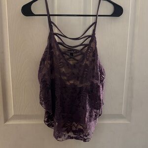 Express Deep Purple Lace Tank Top